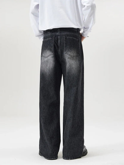 Vintage Distressed Baggy Straight Denim Jeans