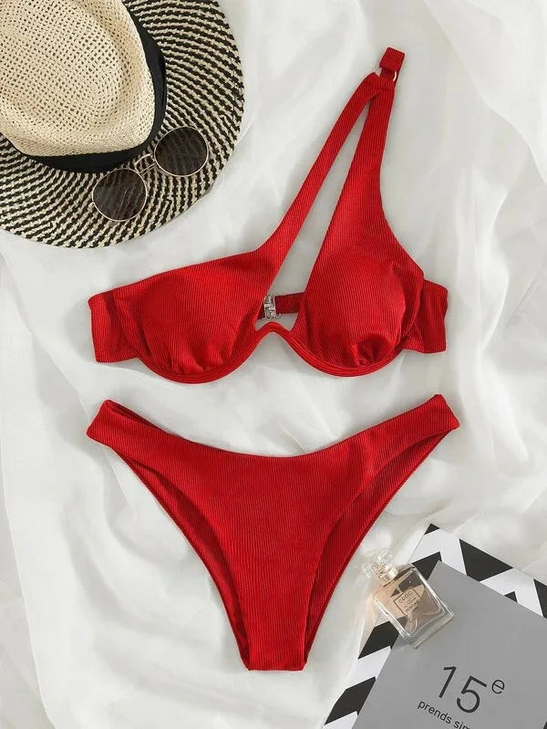 Luxury Two-Piece Solid Patchwork Bikini Set