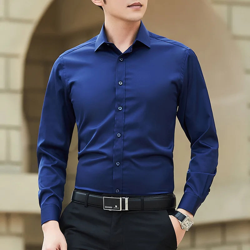 Plus Size Solid Color Slim Shirt