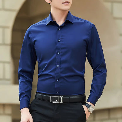 Plus Size Solid Color Slim Shirt