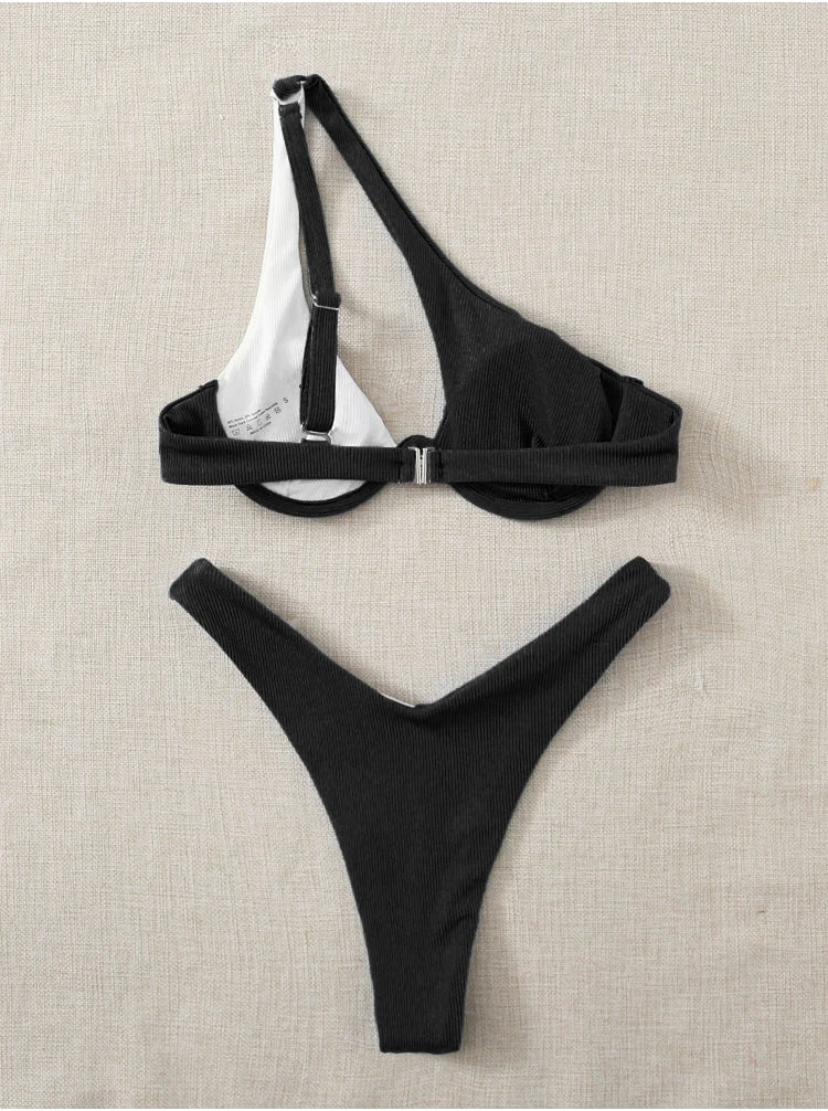 Luxury Two-Piece Solid Patchwork Bikini Set
