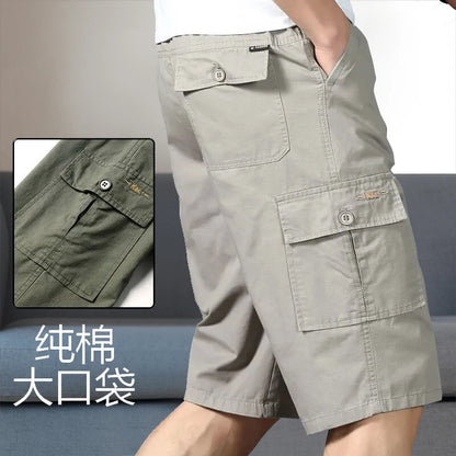 Men's Cotton Cargo Shorts with Zipper Pocket