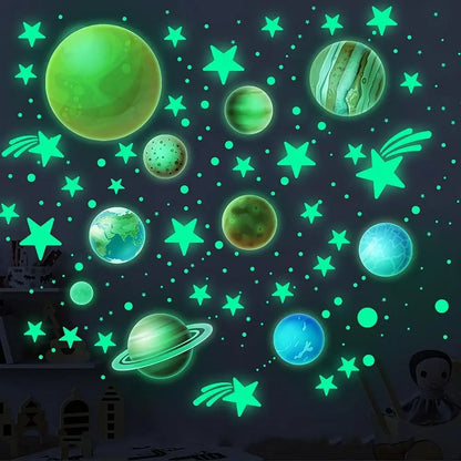 Luminous Stars Wall Stickers DIY PVC Glow in The Dark Planet
