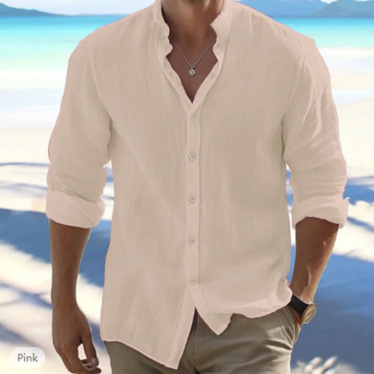 Cotton Linen Long Sleeve Beach Shirt