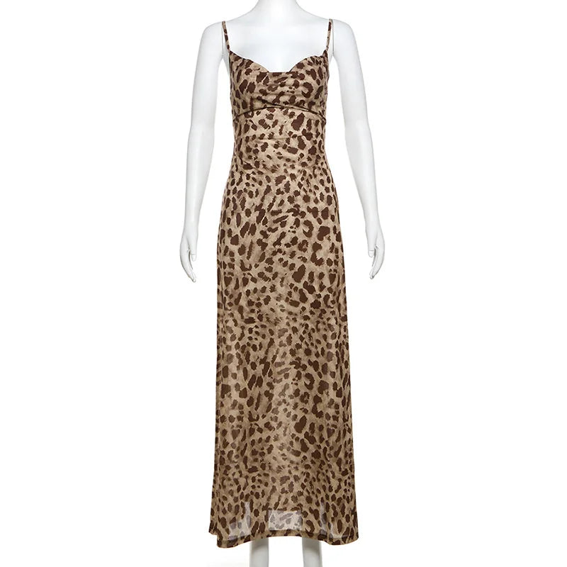 Leopard Print V-Neck Cami Dress