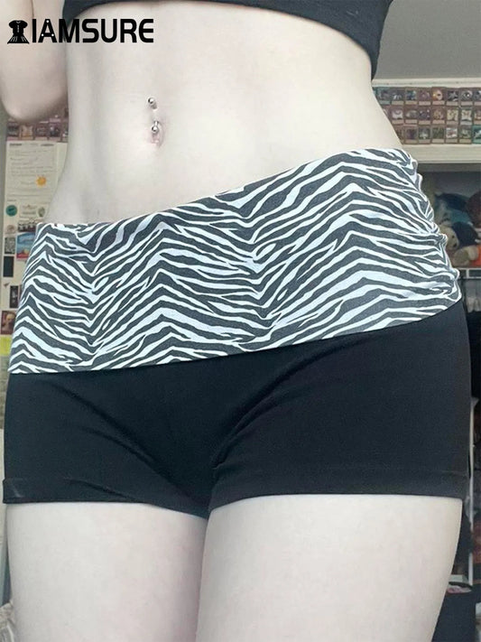 Zebra Print Slim Low-Waisted Beach Shorts