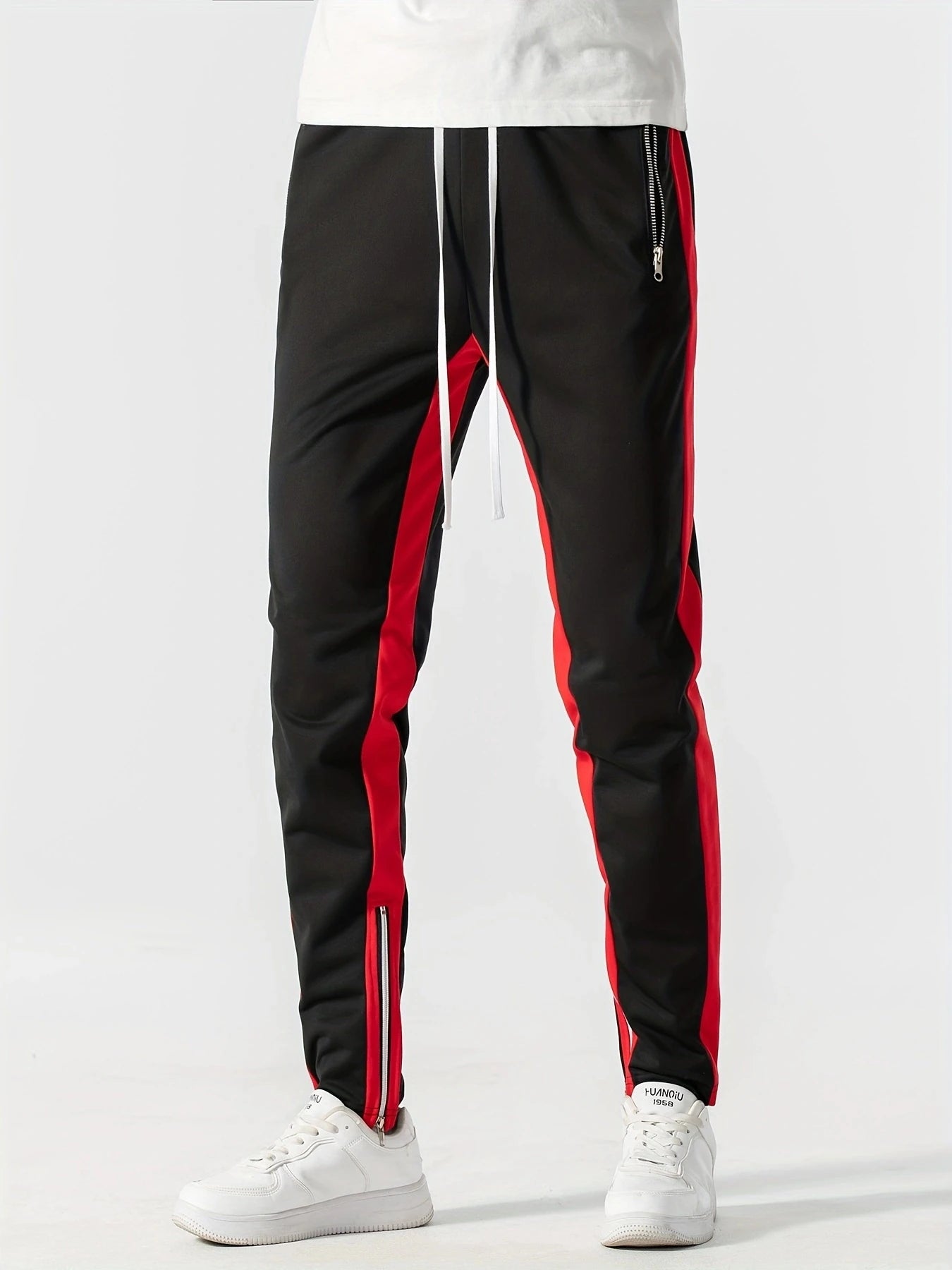 Color Block Jogging Pants with Zip Pockets