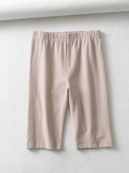 Cotton High Waist Slim Knee-Length Shorts