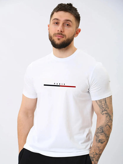 Digital Print Elastic Casual Short-Sleeve T-shirt