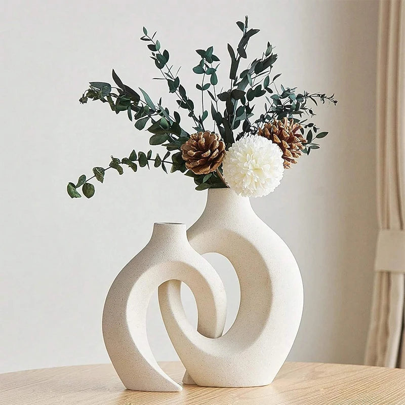 Creative White Simple European Ceramic Vase Set