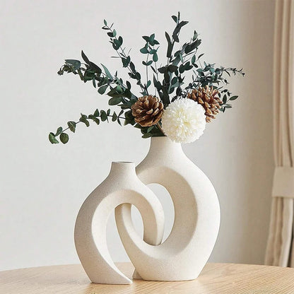 Creative White Simple European Ceramic Vase Set