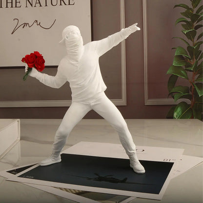 Modern Art Resin Banksy Sculptures Flower
