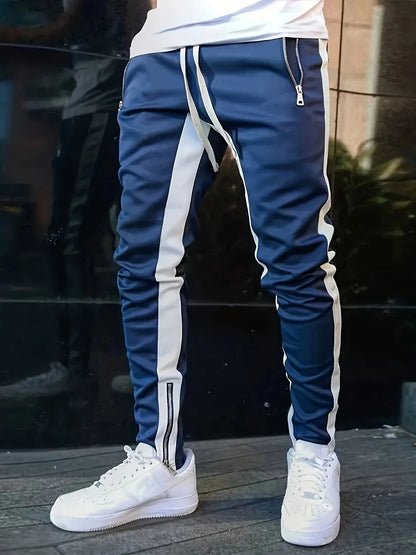 Color Block Jogging Pants with Zip Pockets