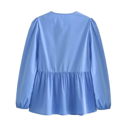Vintage Women Puff Sleeve Loose Shirts
