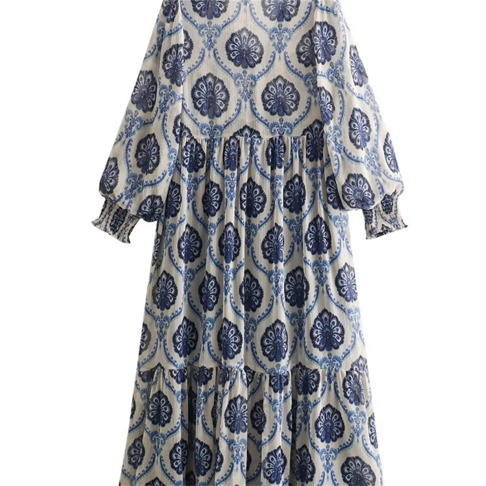 Metallic Print Casual Summer Dress