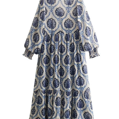 Metallic Print Casual Summer Dress