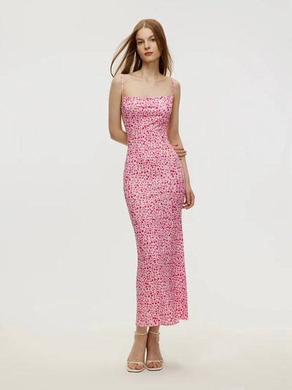Backless Floral Slim Fit Beach Dress