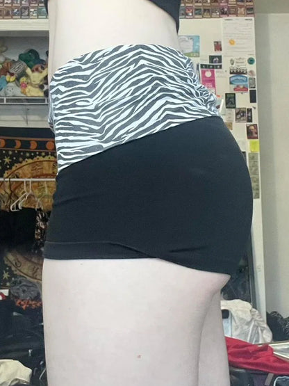 Zebra Print Slim Low-Waisted Beach Shorts