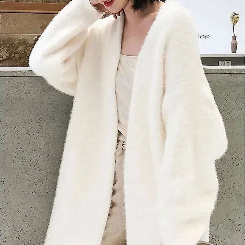 Knitted fluffy long sleeve Cashmere sweater
