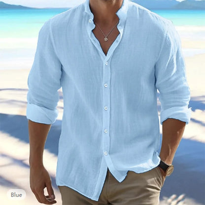 Cotton Linen Long Sleeve Beach Shirt
