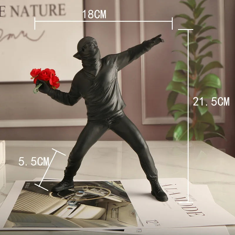 Modern Art Resin Banksy Sculptures Flower