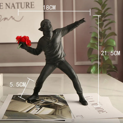 Modern Art Resin Banksy Sculptures Flower