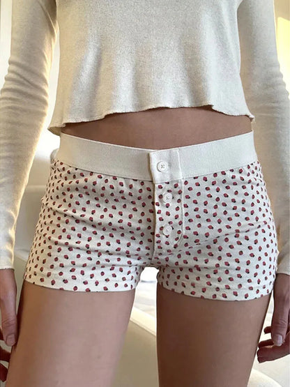 Casual Cotton Front Button Low Waist Shorts