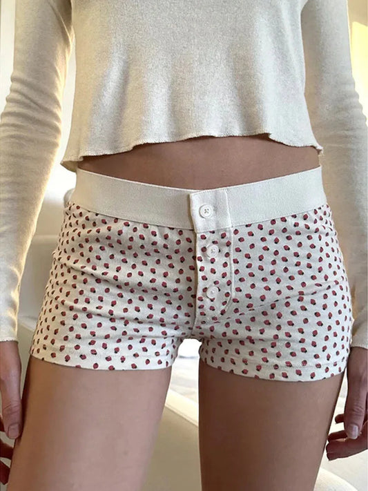 Casual Cotton Front Button Low Waist Shorts