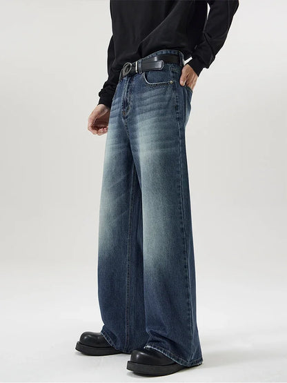 Vintage Distressed Baggy Straight Denim Jeans
