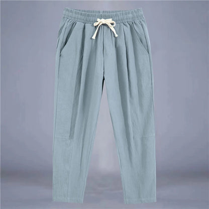 Cotton Linen Casual Drawstring Streetwear Pants