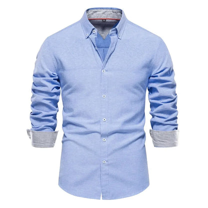 Spring Cotton Blend Oxford Button-Down Shirt