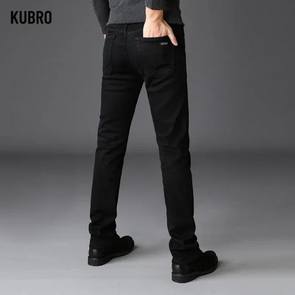 Classic Stretch Black Biker Denim Jeans