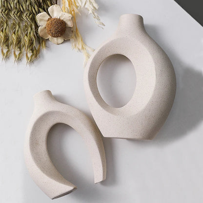 Creative White Simple European Ceramic Vase Set