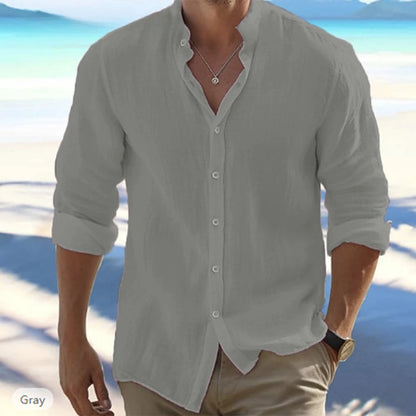 Cotton Linen Long Sleeve Beach Shirt
