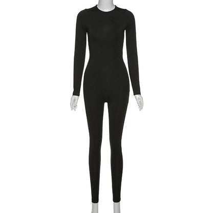 Solid Long Sleeve Skiing Jumpsuit