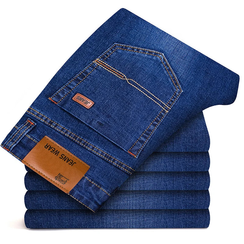 Autumn Classic Fitted Stretch Denim Jeans