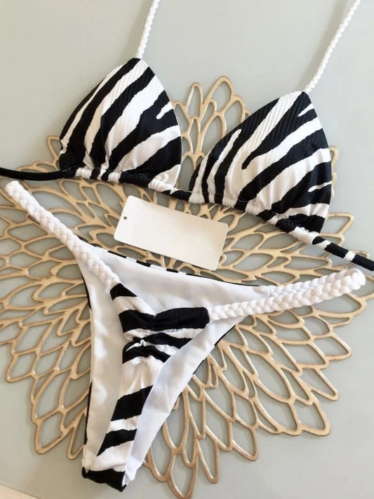 Bikini High Waist Swimsuit – Sexy Zebra Print Brazilian Bikini Set