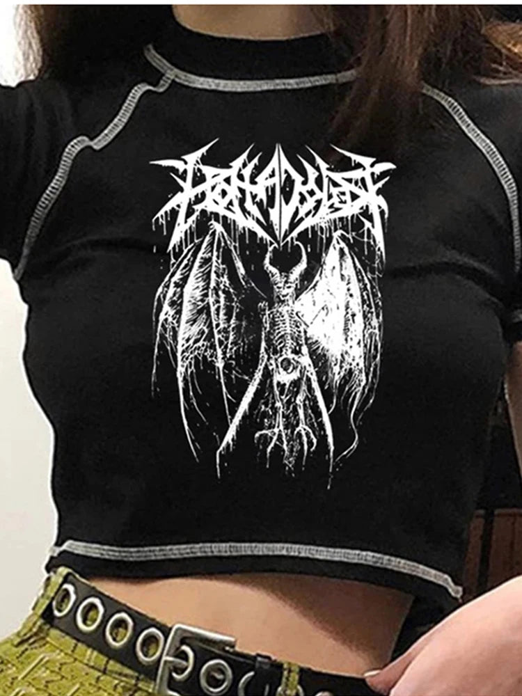 Retro Gothic Anime Crop Top – Streetwear Punk Vibes