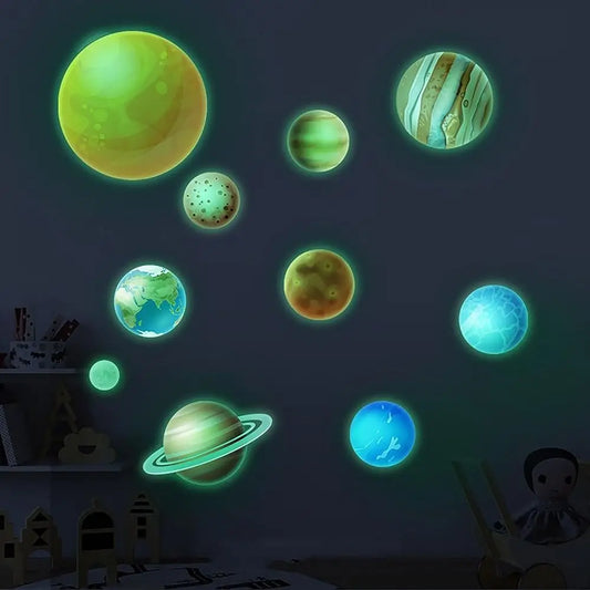 Luminous Stars Wall Stickers DIY PVC Glow in The Dark Planet