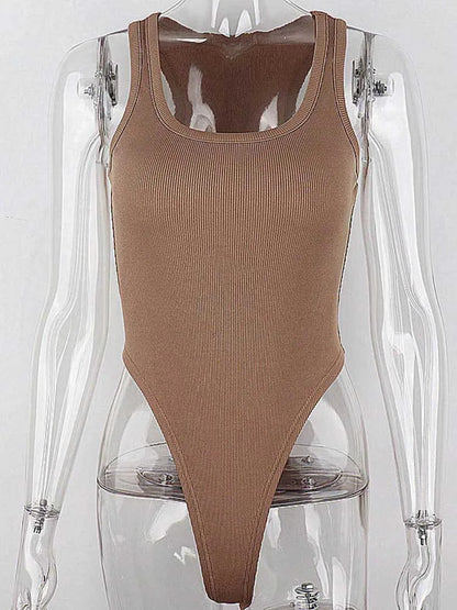 Hot Summer Sleeveless Knit Bodysuit – Sexy Off-Shoulder Clubwear