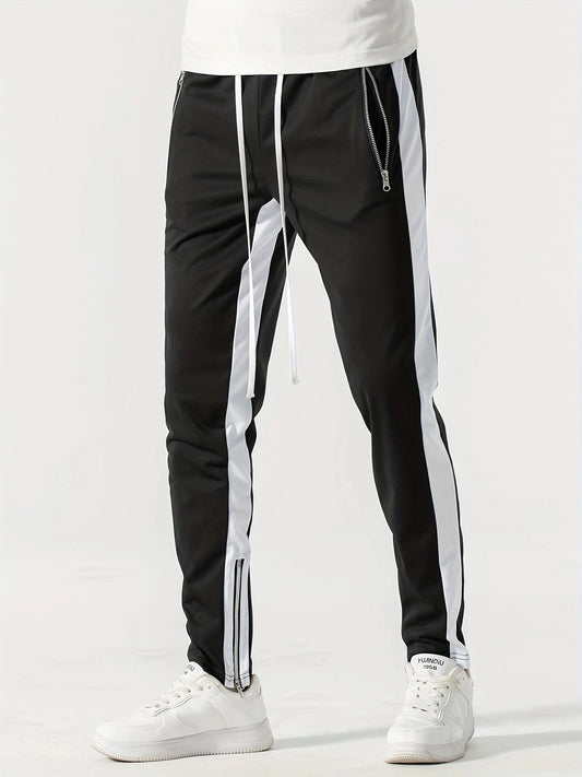 Color Block Jogging Pants with Zip Pockets