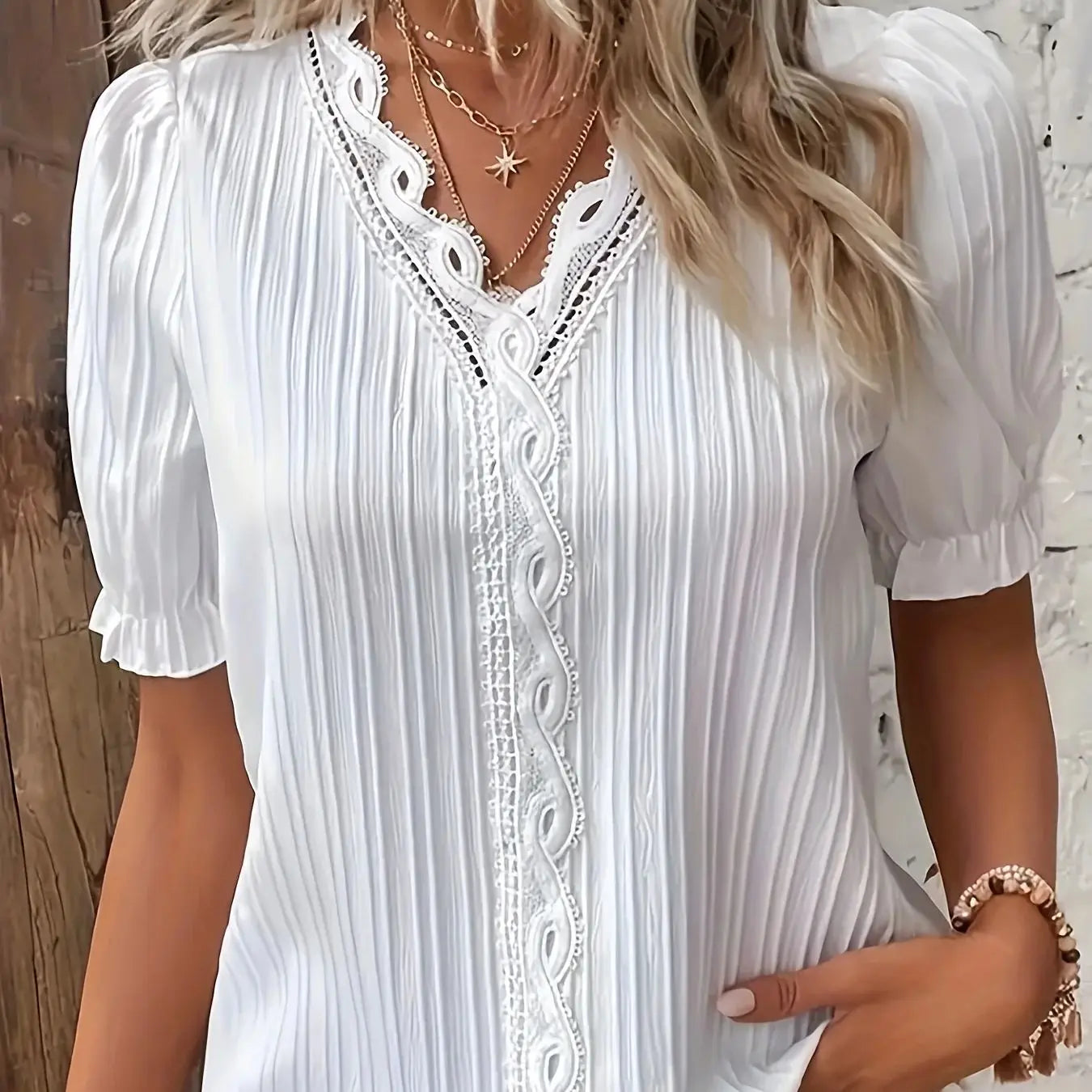 Plus Size Elegant Short Sleeve Top