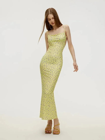 Backless Floral Slim Fit Beach Dress