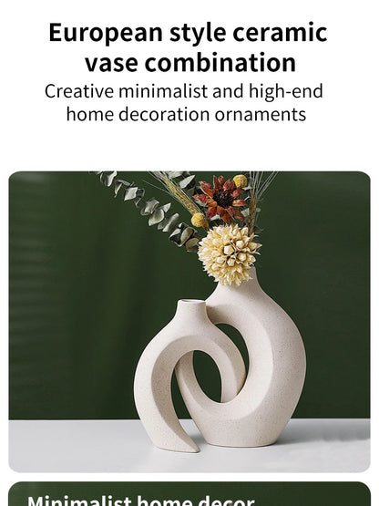 Creative White Simple European Ceramic Vase Set