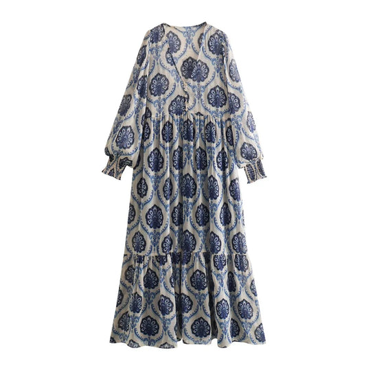 Metallic Print Casual Summer Dress