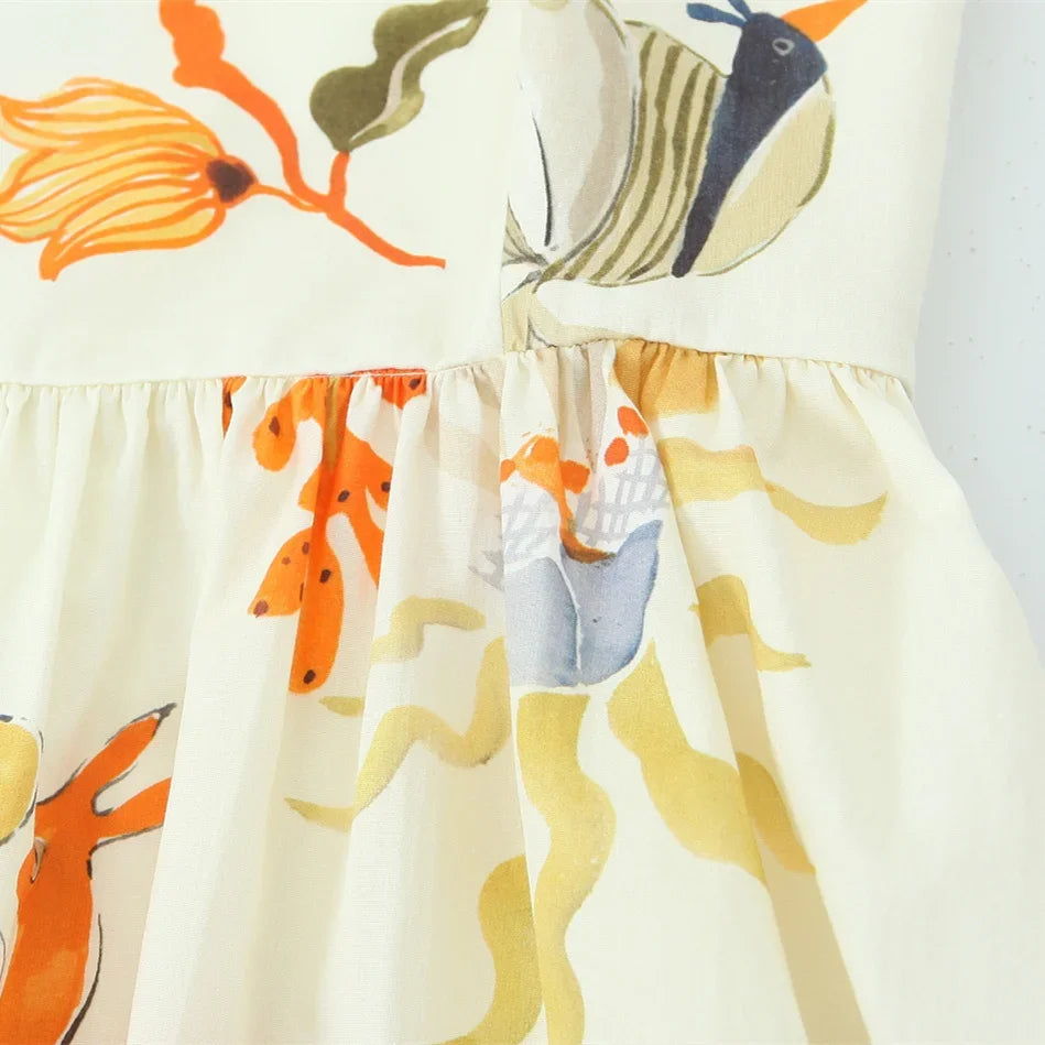 Fashion Printing Loose Side Zip Sleeveless Backless Sling Mini Dress