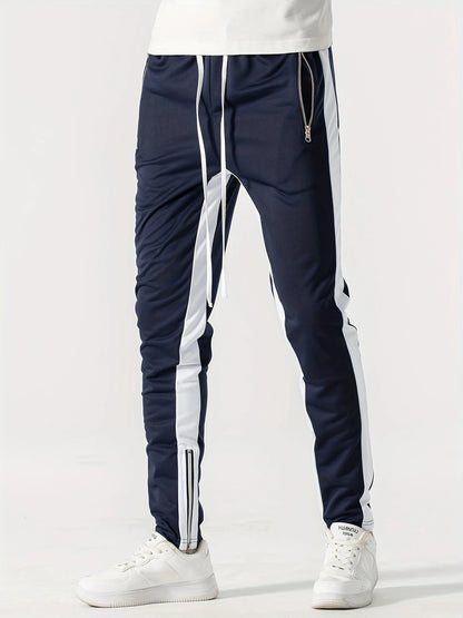 Color Block Jogging Pants with Zip Pockets