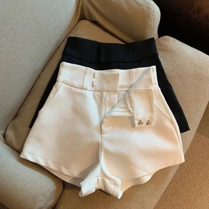 Black High Waisted A-Line Shorts for Women