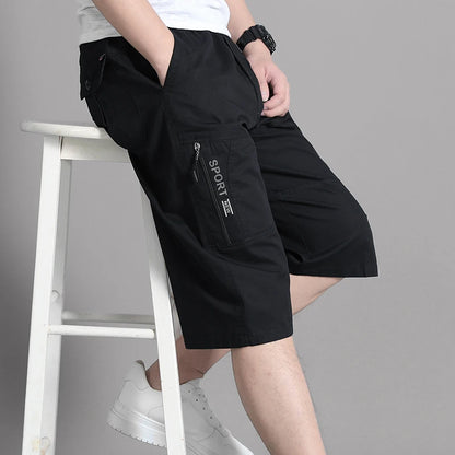 Men's Cotton Cargo Shorts with Zipper Pocket