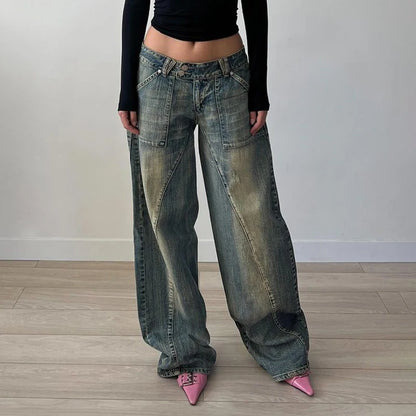 Vintage Washed Loose Fit Jeans – Women's Casual Streetwear Denim Pants